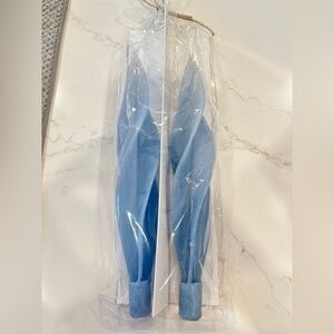 Light Blue Silhouette Candles- Pair of Beeswax Taper Silhouette Candles (NEW)